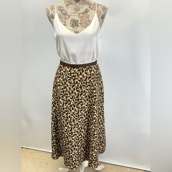 TALBOTS Brown, black & Tan A-Line animal print midi skirt size 16W - Picture 8 of 13